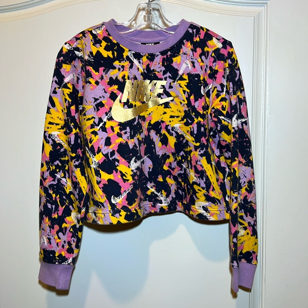 Nike violet navy yellow graffic sweatshirt sz 10,12